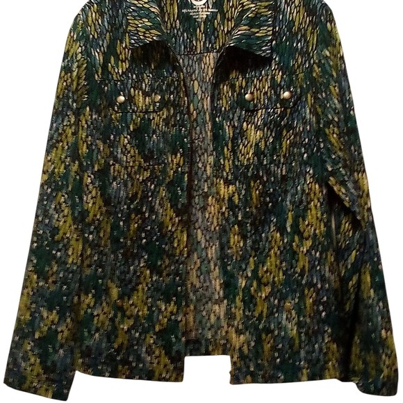 Chico's Zenergy, NWOT Multi Colored, Zipp Up Jacket W/ Two Front Pockets, Size 1 - Picture 11 of 14